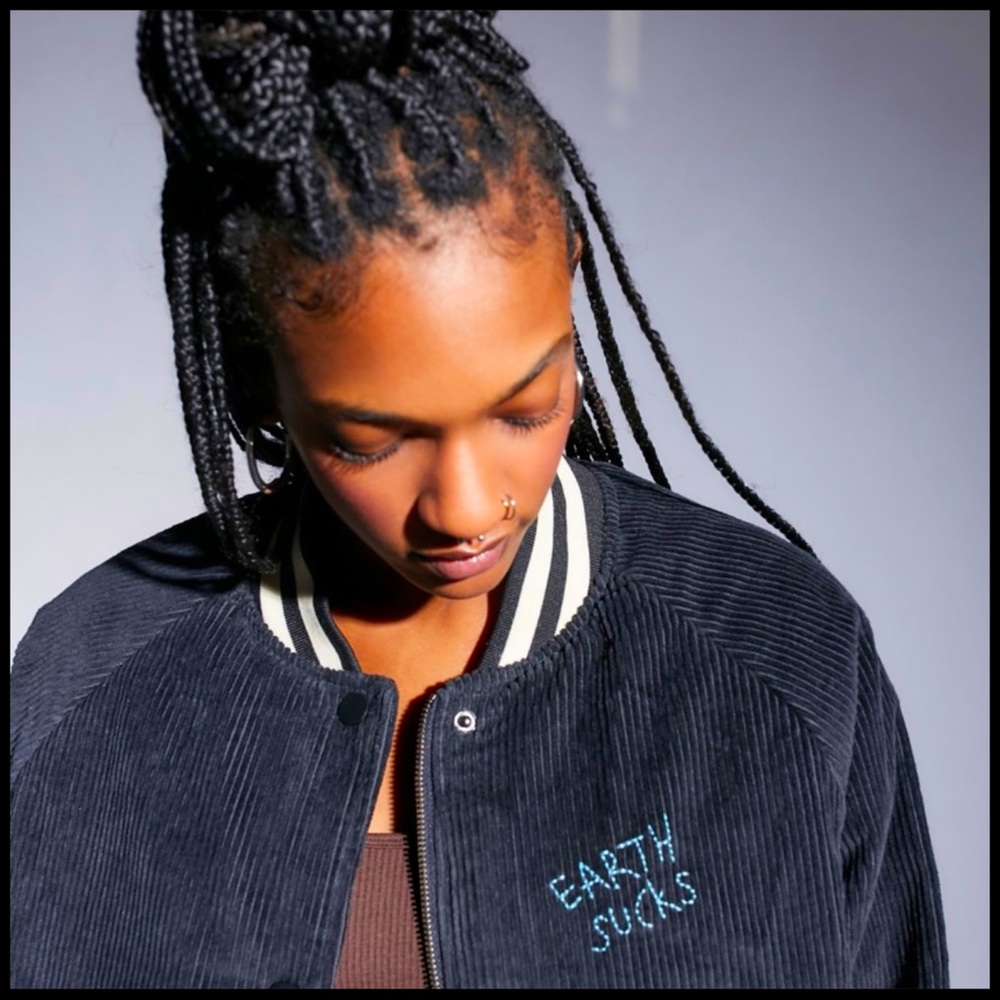 BDG • Alien Earth Sucks Varsity Corduroy Bomber Jacket - Picture 8 of 14